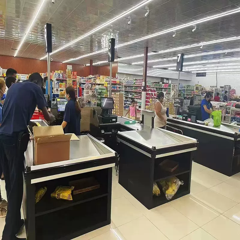 欧美超市电动收银台超市便利店收银设备收银机大型超市生鲜店电动