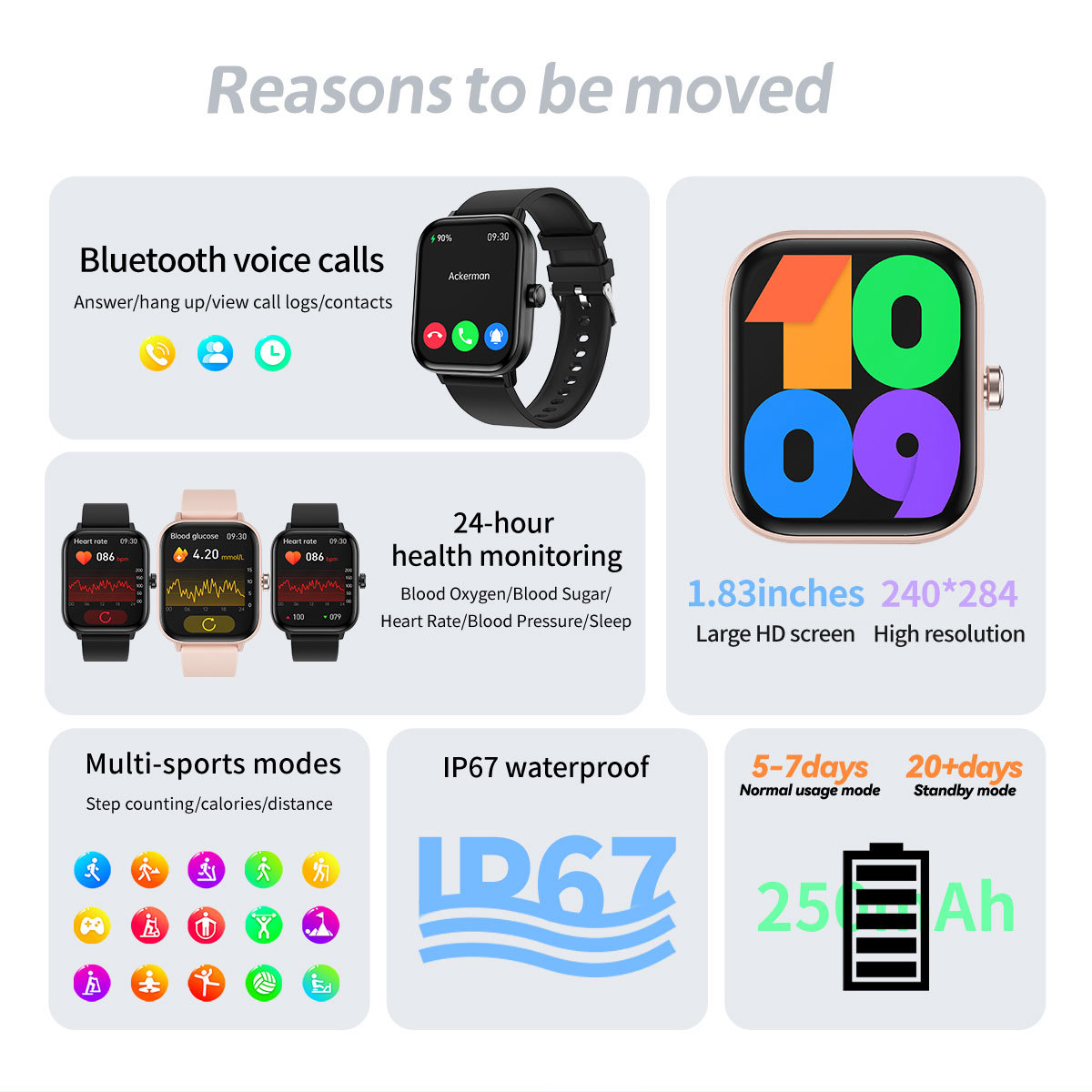 New G42 smartwatch Bluetooth Talk HRV function Blood glucose details Picture