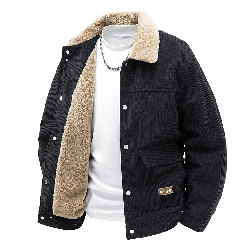 Autumn and Winter Fashion Loose Thick Corduroy Men's Jacket Retro Trendy Lapel High-Quality Jacket Retro Trendy