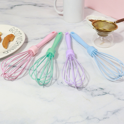 Colored silicone manual egg beater stainless steel egg beater milk foam stirrer egg white cream whipper wholesale