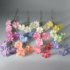 仿真花3頭格桑花 婚慶婚禮堂花排插花田園風家居裝飾波斯菊花假花