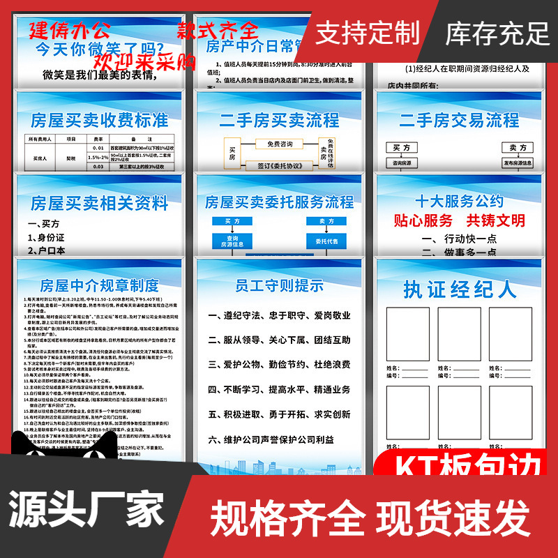 房屋中介日常管理制度标牌告知二手房买卖交易办理流程及收费标准