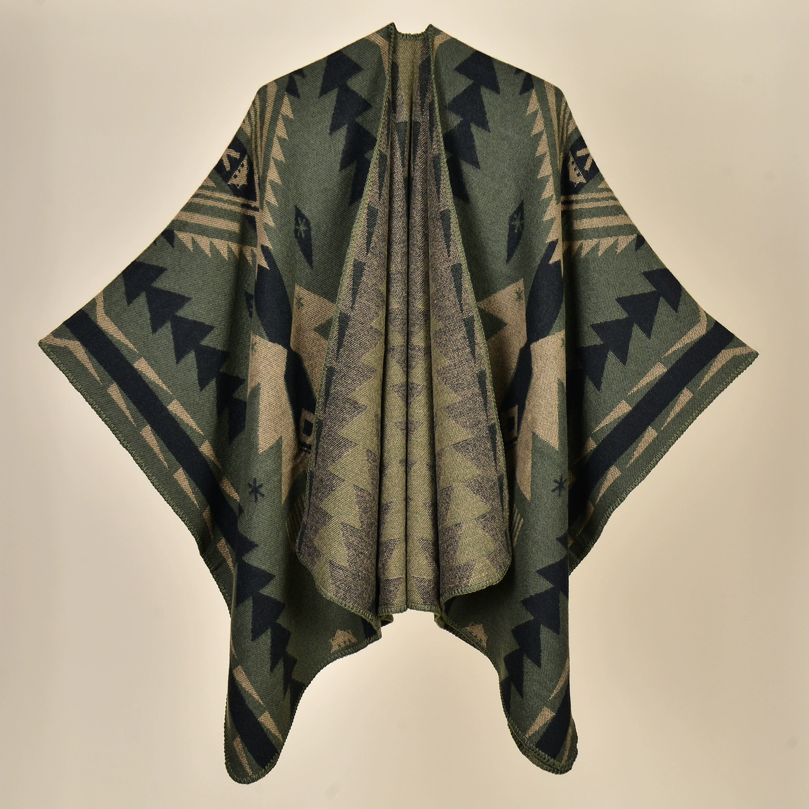 Д Demi-season cloak from Yunnan province for traveling, keep warm cardigan for camping for photo sessions, trench coat, Chinese style