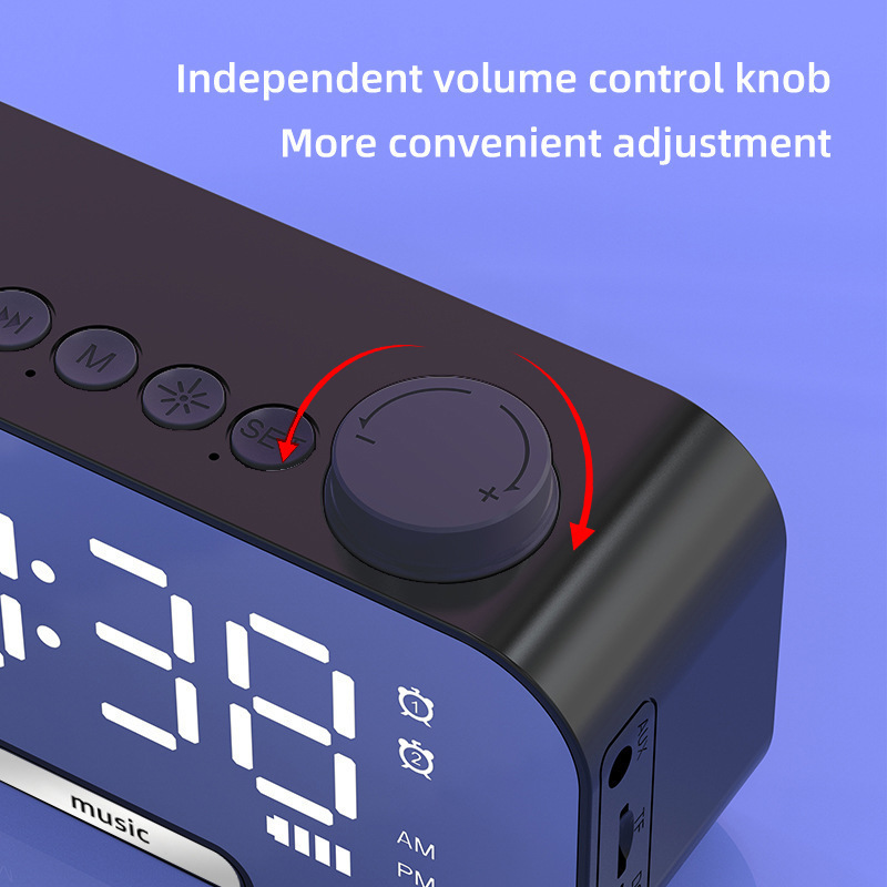 ソース工場クロスボーダー鏡面回転ボタンbluetoothスピーカークリエイティブカードギフト目覚まし時計カード多機能|undefined