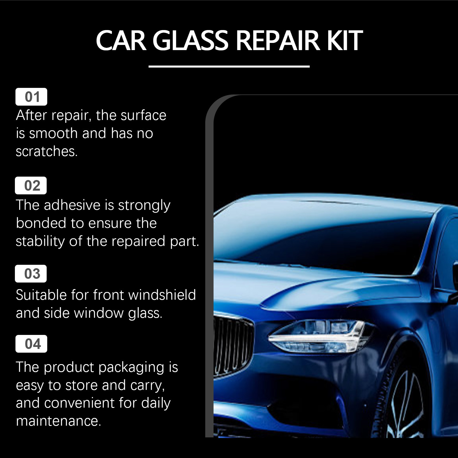 Homonth Car Glass Care Solution Car Front Windshield Nano Repair Solution Clear Vision