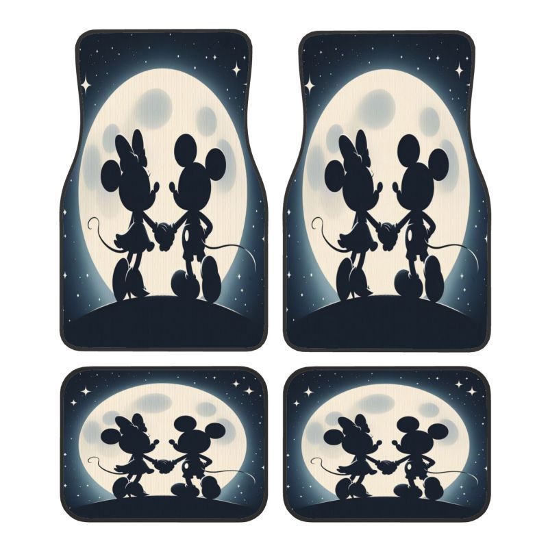 Cross-border Hot-selling Cartoon Mickey Car Mat Four-piece Dirt-resistant Easy-care Floor Mat Amazon Floor Mat for Hair