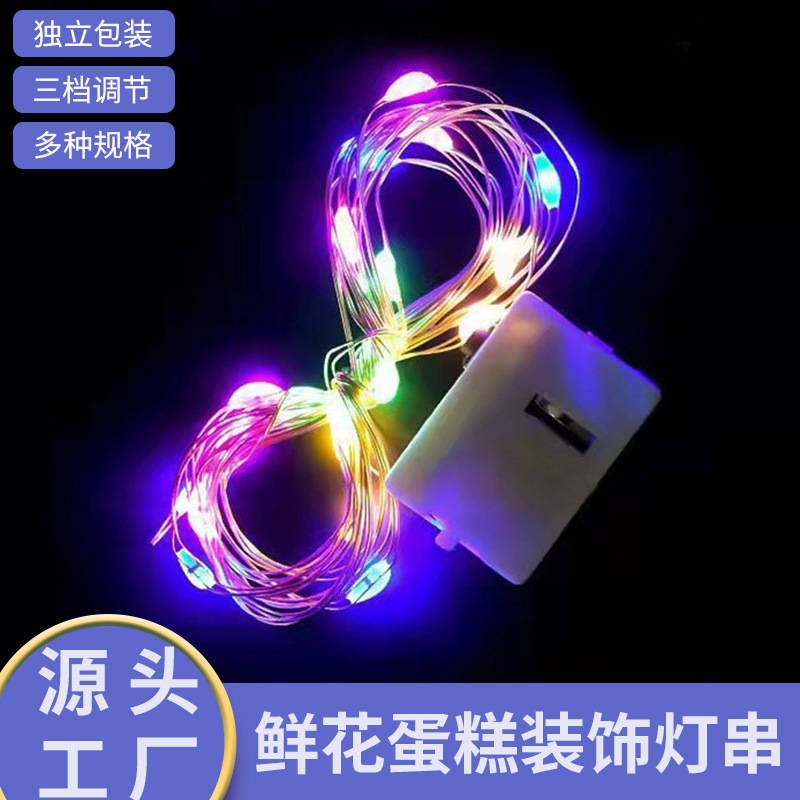 源头厂家鲜花蛋糕装饰led灯串AG13电池三挡调小白盒彩灯批发户外