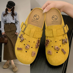 女性用厚底ハーフパックビルケンシュトックシューズ 2025 春夏新作アウターウェアハーフスリッポン下駄ニッチレトロトゥトゥスリッパ女性用