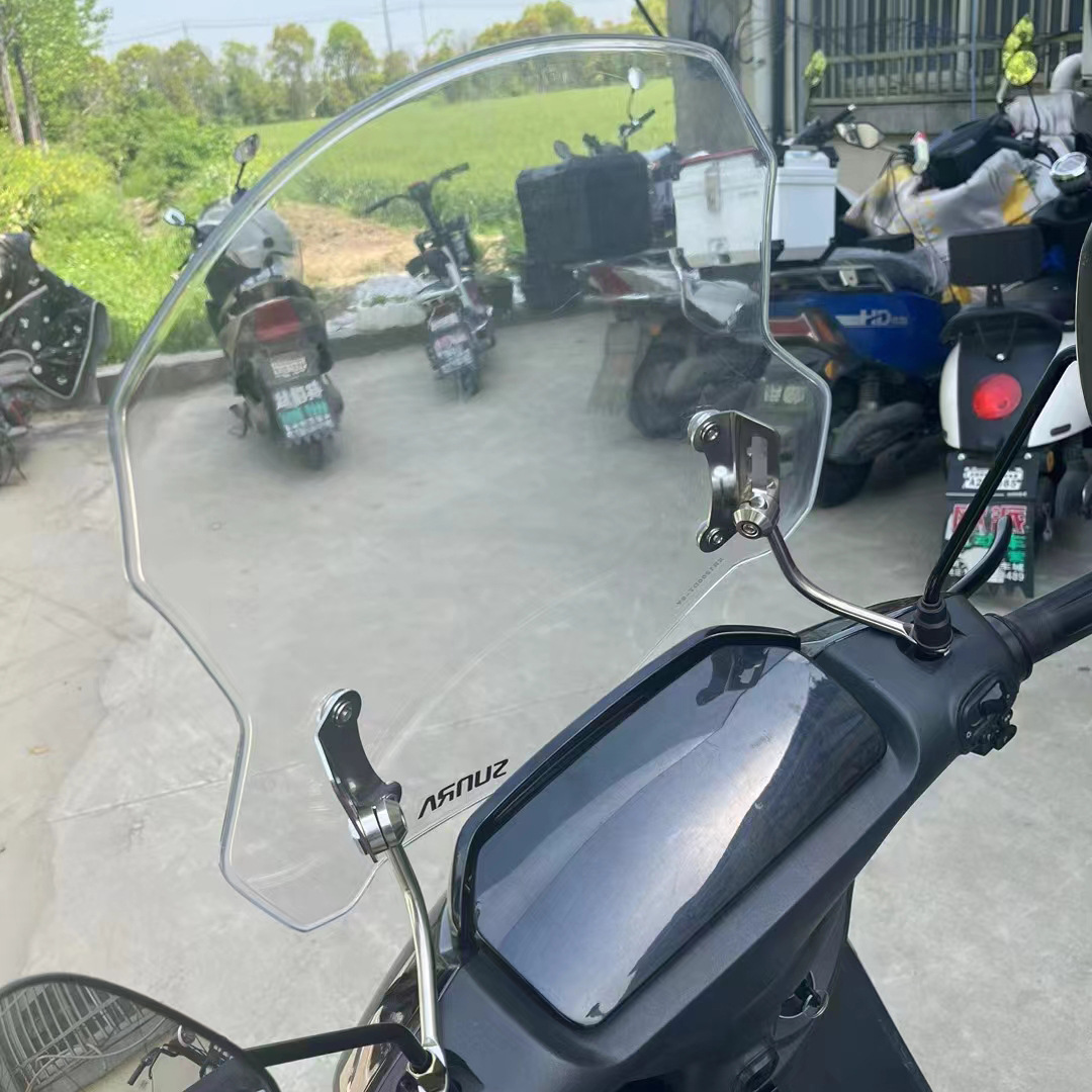 Universal Pedal Motorcycle Windshield Battery Car Front Windshield Thickened Wear-resistant Explosion-proof Stainless Steel Bracket