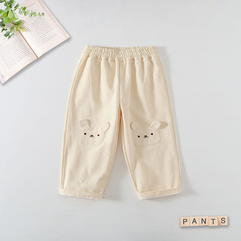 Children's demi-season cute solid color trousers for boys girl's