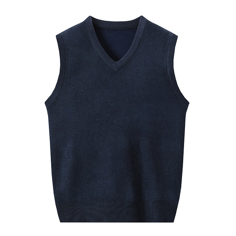 1 pieza de otoño e invierno chaleco de los hombres de color sólido con cuello en V de punto sin mangas suéter papá desgaste cálido chaleco engrosado chaleco image 8