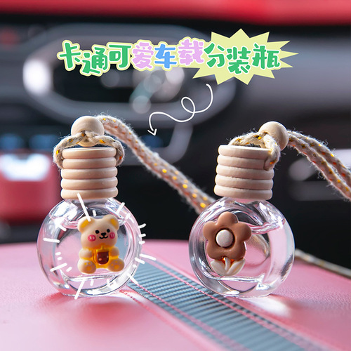 Cartoon car pendant perfume bottle car aromatherapy refill bottle car interior ornaments pendant empty bottle rearview mirror pendant