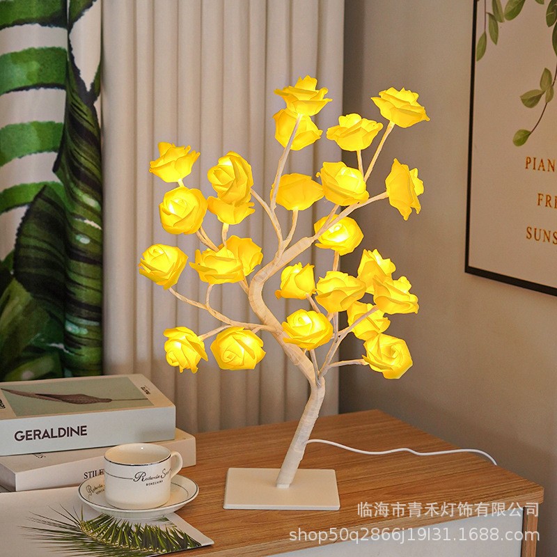 (2개) 공장 직접 공급 국경 폭발 장신구 조명 이동식 플라스틱 기본 USB 스위치 LED 시뮬레이션 장미 나무