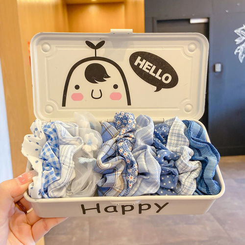 BM Internet celebrity French large intestine hair tie fresh plaid retro simple Korean version versatile fabric hair rope fat intestine head rope for women