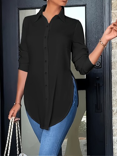 2024 AliExpress wish Amazon's hot products all year round fashion simple irregular women's shirts long-sleeved shirts