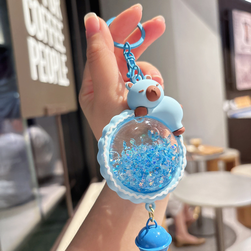 创意流沙瓶风铃铛卡皮巴拉钥匙扣入油包包汽车挂件抓机礼品小配饰|undefined