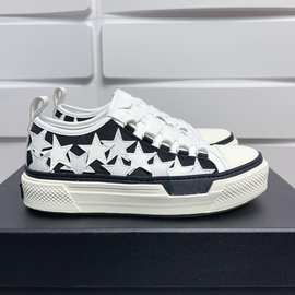 欧洲站外贸2025新款五角星帆布透气系带百搭休闲运动鞋低帮情侣鞋