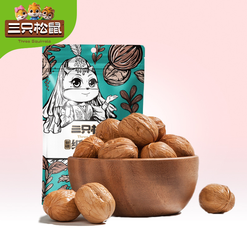 【三只松鼠纸皮核桃草本味150g】新疆草本味核桃薄皮开口坚果特