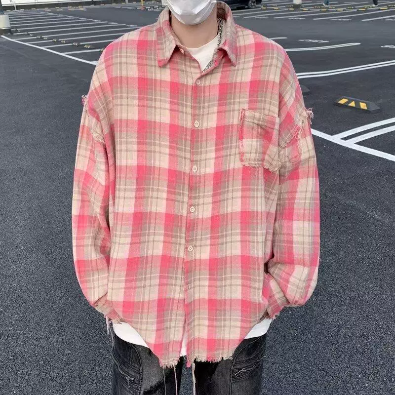 Рубашка в клетку простота Харадзюку Темперамент ins Новый модный тренд Весна и Осень
