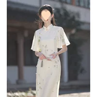 Белая юбка Cheongsam, элегантное летнее шифоновое платье в стиле ретро для молодых девушек, можно носить ежедневно.