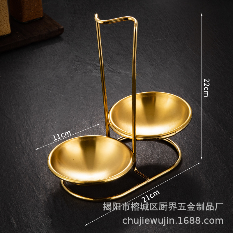 チタンメッキ金色スープスプーン棚ステンレススプーン漏れスプーン鍋スプーン棚ホテル食器棚陶磁器皿スプーン棚|undefined