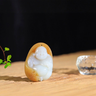 Jin Yu Tang Hetian Jade Price Xinjiang Hetian Jade Suet White Jade Su Gong Hetian Jade Pendant Seed Material Laughing Buddha Pendant