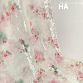 秋冬玫瑰丝绒金钻绒面料 女装半身裙旗袍印花数码印花加工布料