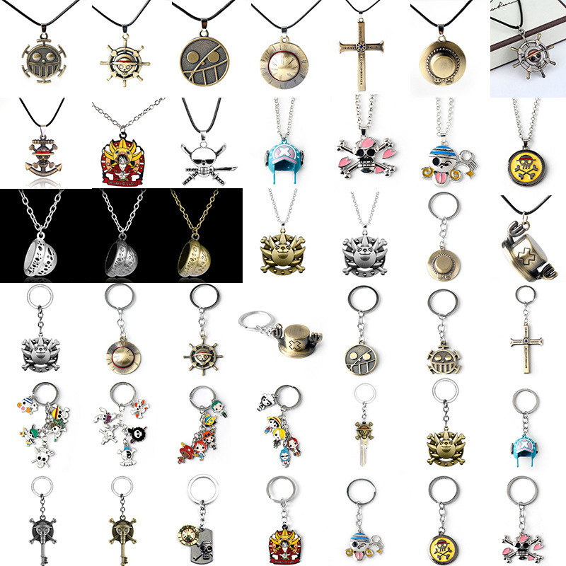 Japanese Anime One Piece Peripheral Pendant ONE PIECE Cartoon Character Luffy Skull Necklace Keychain
