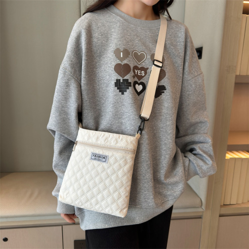 Fashionable minimalist niche design diamond pattern handbag for women trendy western temperament single shoulder crossbody bag