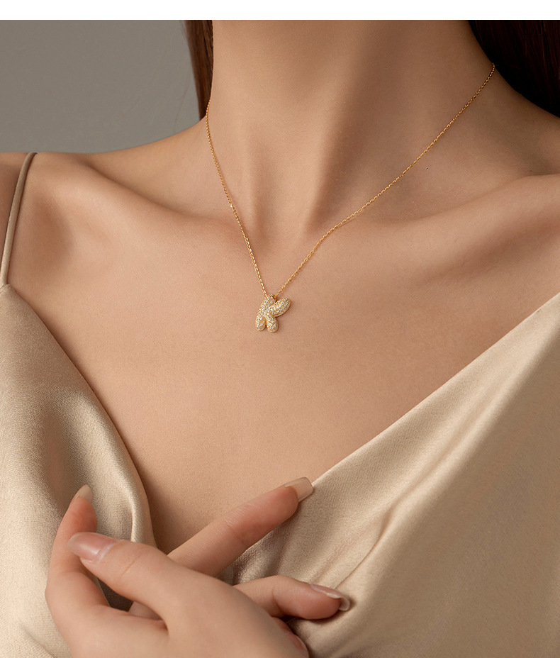 925 sterling silver Chain Material cable chain Chain Type 1 Piece Quantity Daily Occasion 925 Sterling Silver Material 925 Sterling Silver Zircon Cable Chain Plating Letter Pendant Necklace