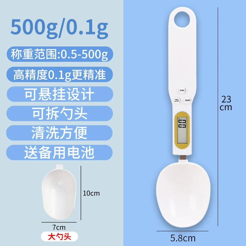 Spoon Scale USB Rechargeable Mini Electronic Kitchen Scale, 0.1 g Precision, 500–1000 g