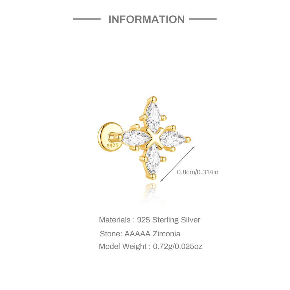 2g Weight Zircon Inlay Material Ear Studs Classification Ear Cartilage Rings & Studs Piercing Type 1 Piece Quantity Holiday, Daily Occasion 925 Sterling Silver Material Geometric Pattern All Seasons Season Unisex Gender Elegant, Simple Style Style 1 Piece Ear Cartilage Rings & Studs Elegant Simple Style Geometric 925 Sterling Silver Zircon Ear Cartilage Rings & Studs 4