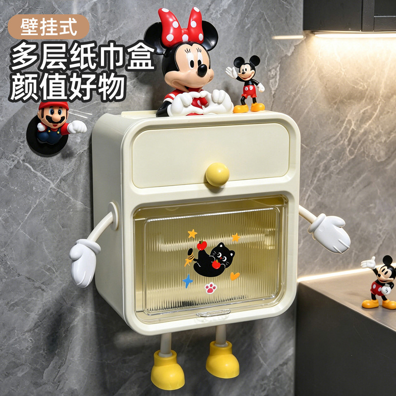 Wall-mounted tissue box for bathroom, waterproof toilet paper holder, toilet paper roll storage rack
