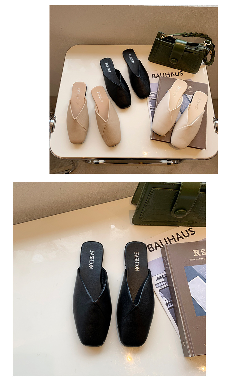 Women's Elegant Commute Solid Color Square Toe Flat Slippers display picture 8