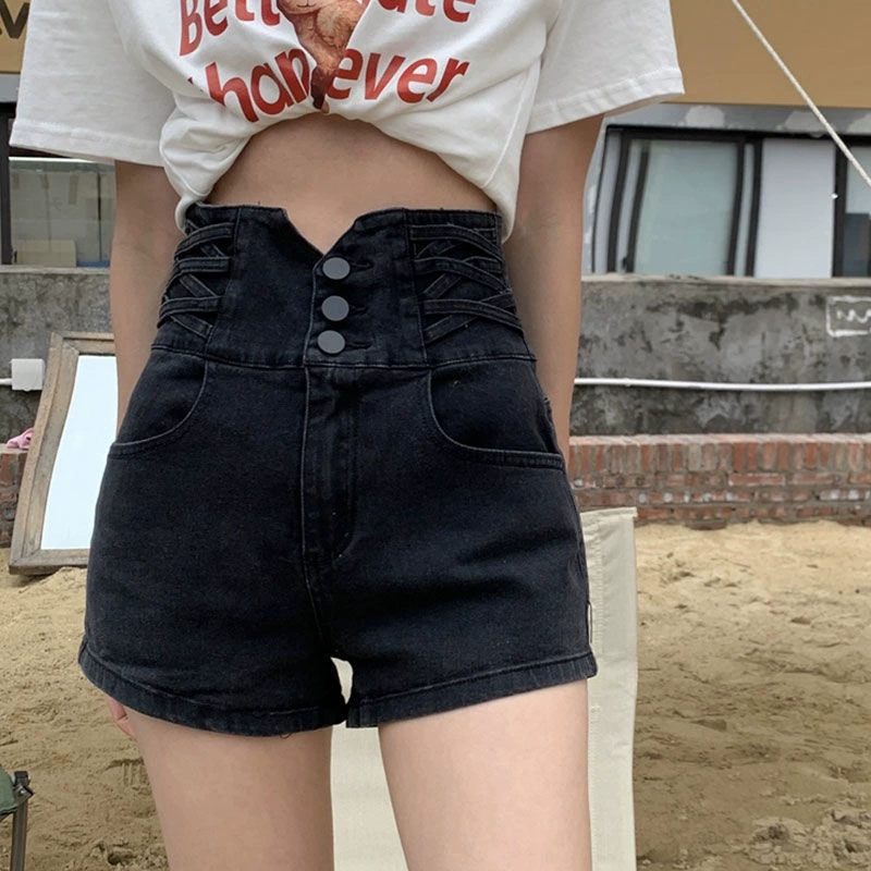 Юбка джинсовая летняя, шорты, брюки, Oversize, свободный крой, для женщин плюс-сайз, высокая талия, А-силуэт
