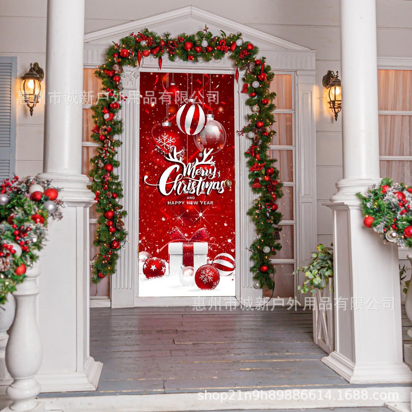 Amazon crossover nueva cubierta de puerta de Navidad cubierta de puerta de Santa Claus fiesta festiva ambiente tela de fondo al por mayor