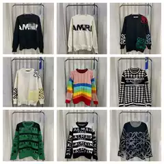 High Quality Streetwear Classic Letter L Chest Allover Logo Long Sleeve Loose Sweater Unisex Knitwear Cross-border Foreign Trade
