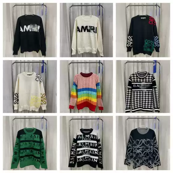 High Quality Streetwear Classic Letter L Chest Allover Logo Long Sleeve Loose Sweater Unisex Knitwear Cross-border Foreign Trade