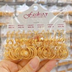 跨境耳环镶钻蝴蝶圆圈爱心流苏挂坠铜镀金锆石耳坠女饰品蝴蝶耳扣