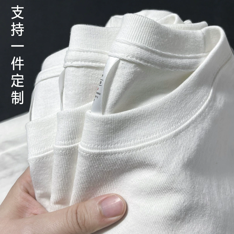 Прямые поставки с фабрики, летний пуловер из чистого хлопка, чистый цвет, футболка с круглым вырезом и короткими рукавами для женщин, тяжелая толстая свободная рубашка, легкая пластина T