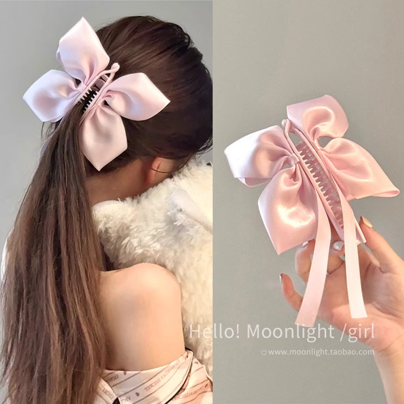 バレエスタイル韓国サテンリボン猫耳リボンバナナクリップ女性の甘いプリンセスサメクリップヘッドバンドヘアアクセサリー|undefined