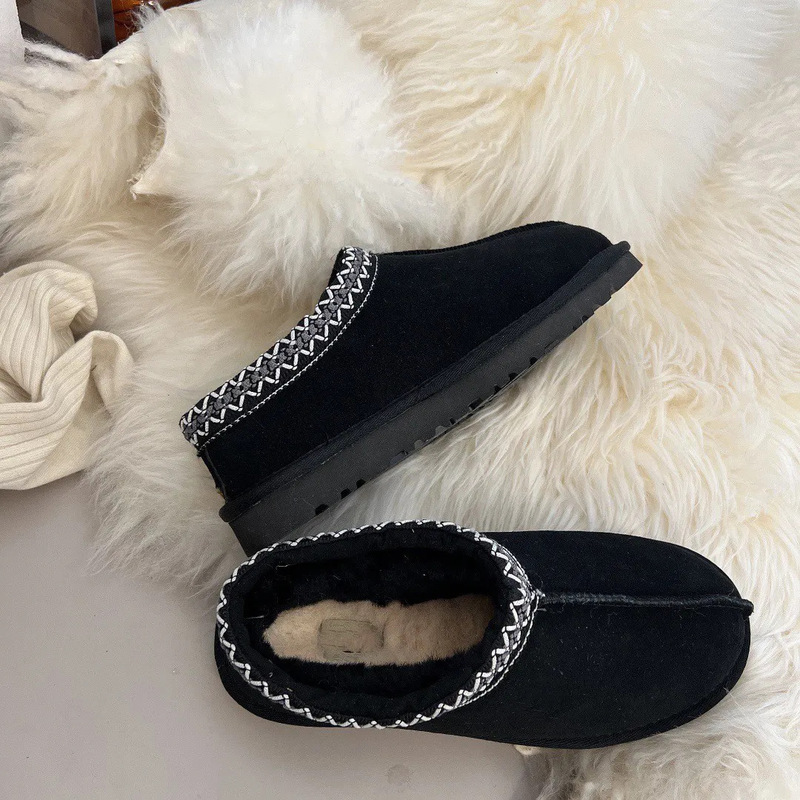 Thick-Soled Snow Boots for Women 2025 Autumn and Winter New Outer Wear Heightening Plus Velvet Fur One-Piece Toe-Cap Half-Slip Cotton Shoes for Women