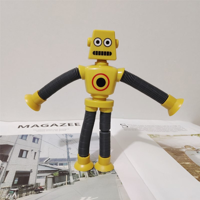Robot luminoso explosivo transfronterizo, tubo estirable, tubo estirable, ventosa, tubo telescópico, puesto de juguetes de descompresión para niños