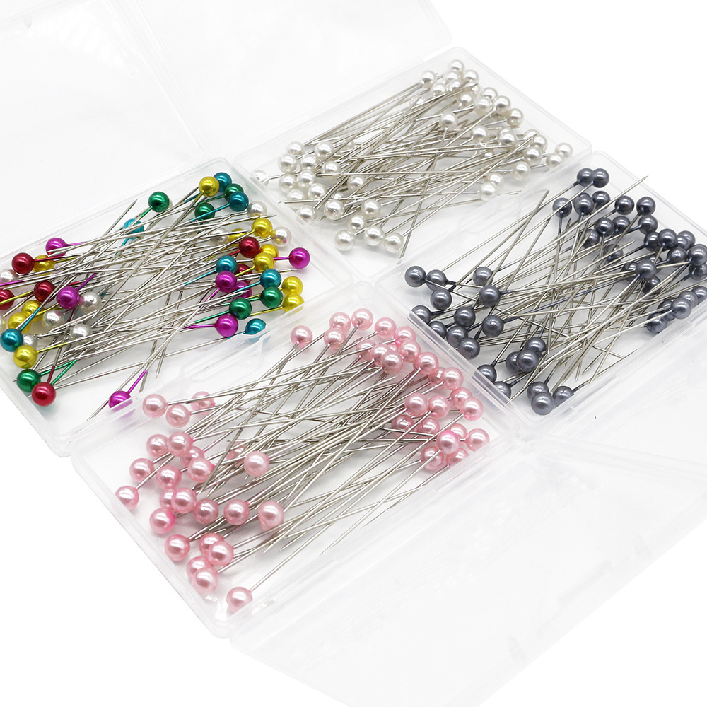 50 pieces boxed 65mm long color pink Gray pearlescent needle wedding dress floral cutting fixed decorative needle