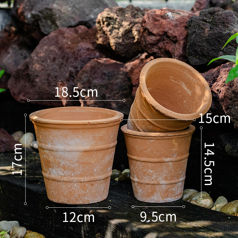 花盆红陶粗陶土透气耐用陶瓷盆家用托盘多肉户外庭院新款视泡|undefined
