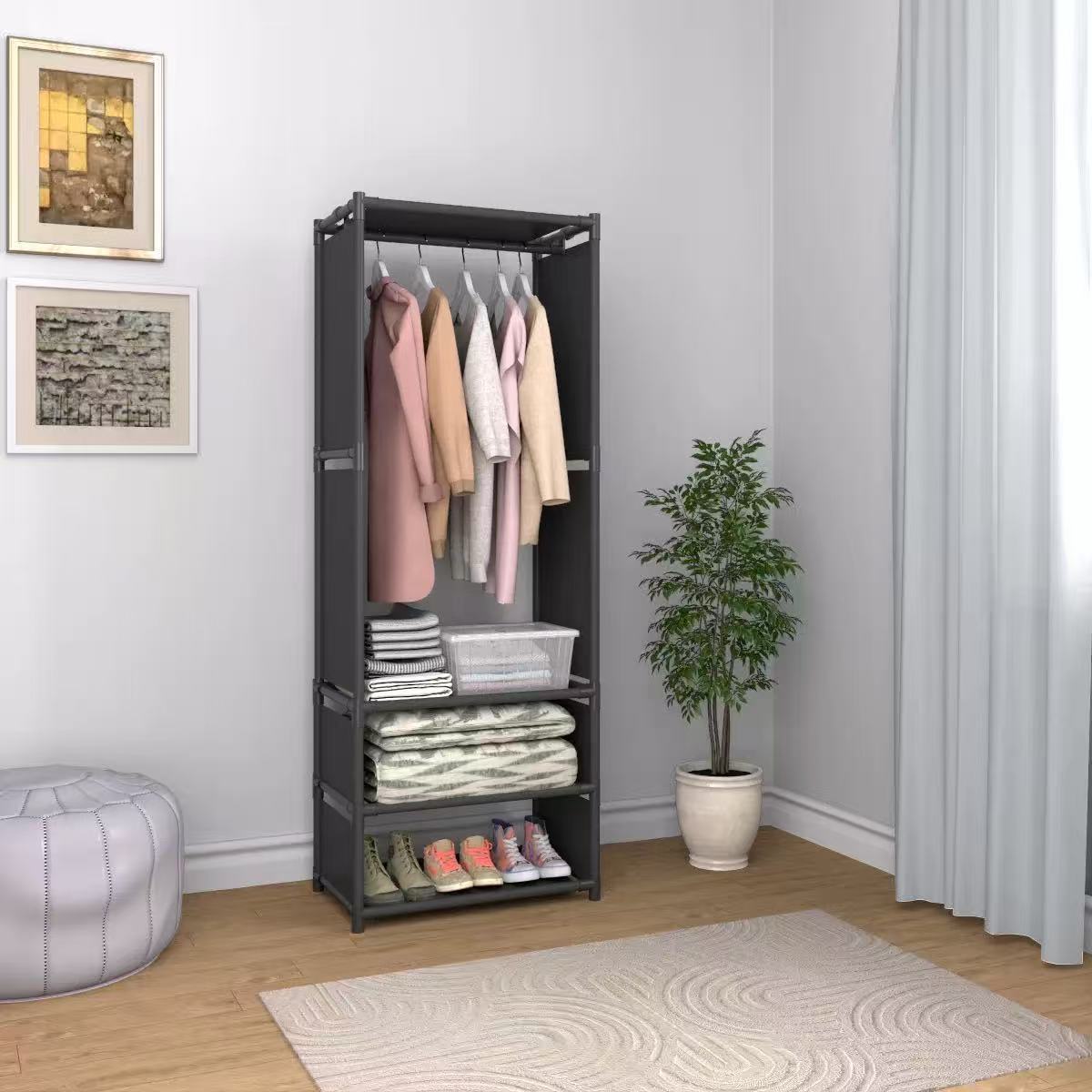 Percha de ropa simple estilo japonés y coreano percha de ropa interior creativa percha de ropa móvil plegable percha de ropa doméstica