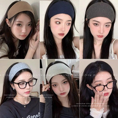 复古灰色针织发箍女高颅顶法式压发防滑发卡宽边针织头箍发饰头饰