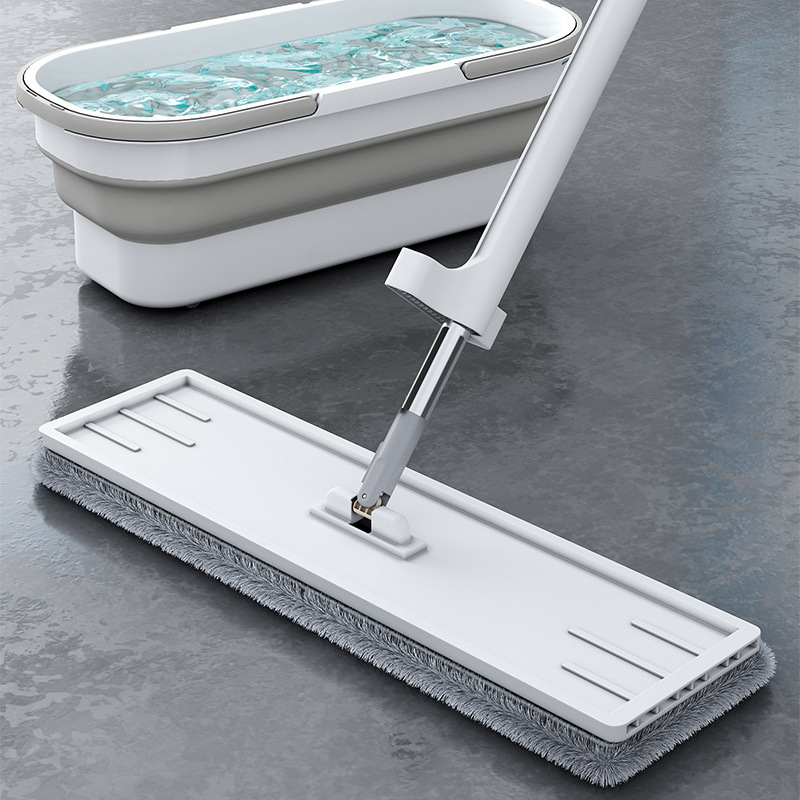 New Hand Washable Large Flat Mop Household Floor Mop Rotary Mop Dual-purpose Lazy Absorbent Thickened Mop Bucket