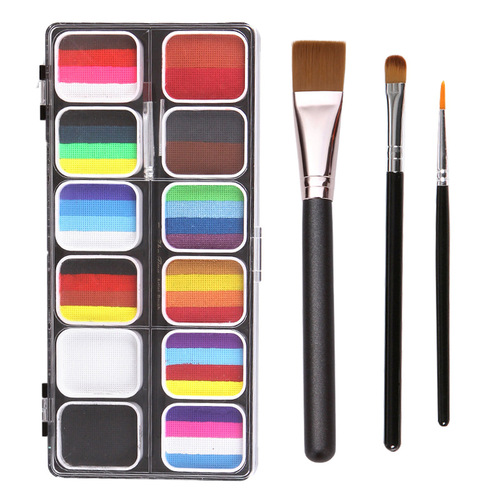 12-grid rainbow strip water-based body painting pigment, World Cup makeup children's painting, color matching Peking Opera facial makeup