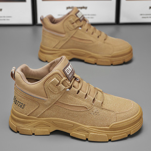Spring Men's Shoes New Breathable High-top Martins Men's All-match Non-slip Wear-resistant Outdoor Tooling Shoes Labor Protection Shoes for Men